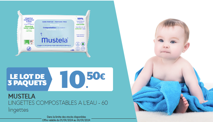 LINGETTES DE COTON BIO A L'EAU LOT DE 3
